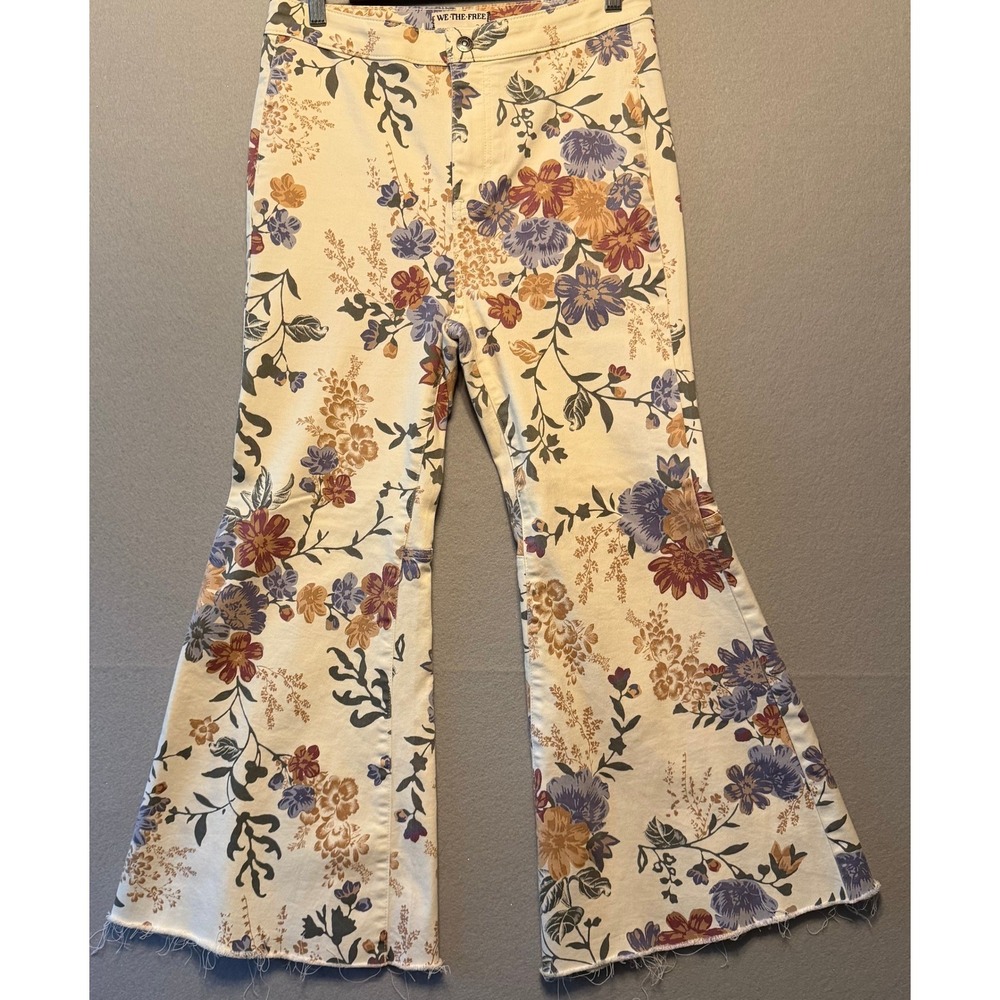 We The Free Free People Youthquake Print Flare Jeans Crop Floral Women Size 29